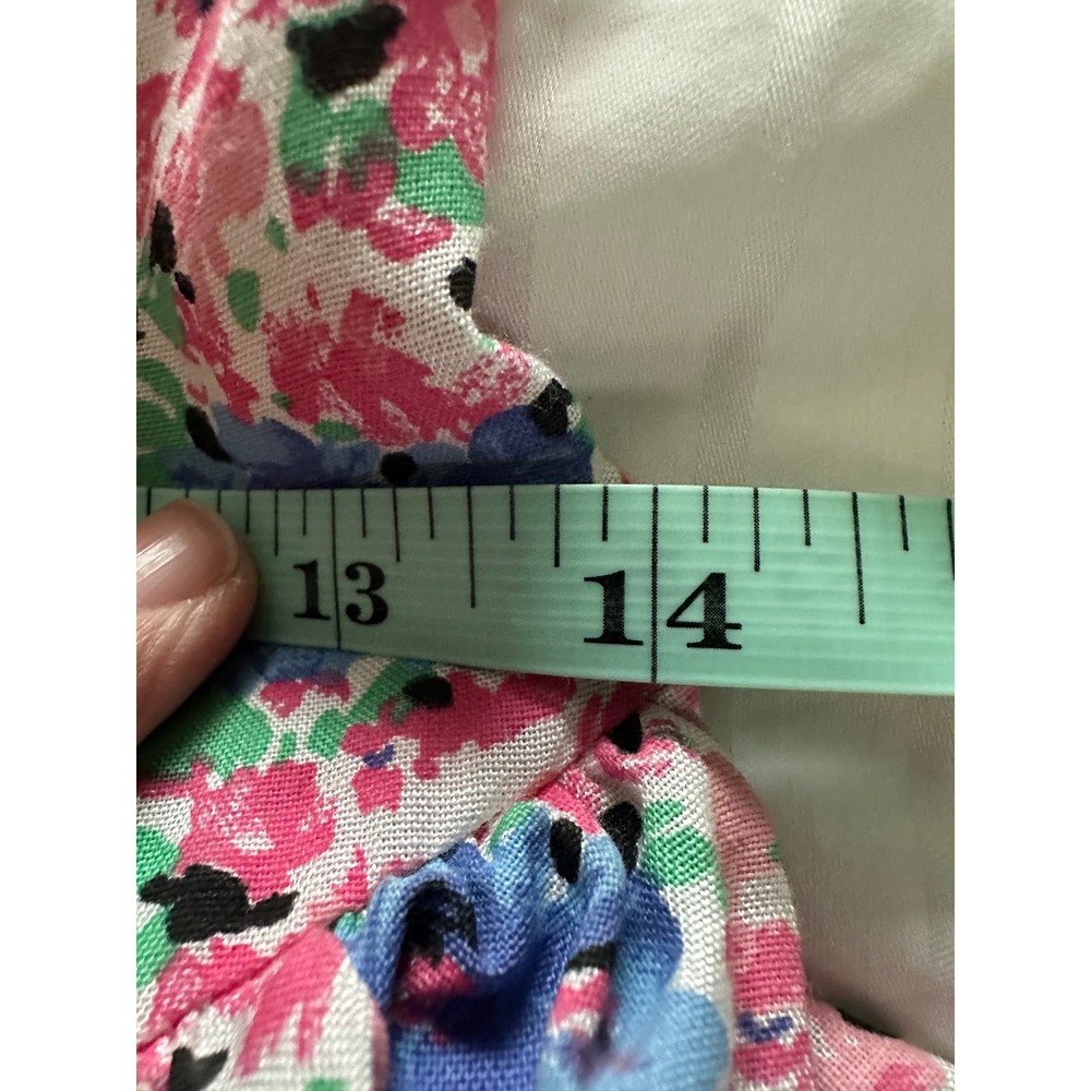Vintage 80s/90s Rampage Floral Strapless Tiered Mini Dress - Lace Up Back - 5/6 - Picture 7 of 10